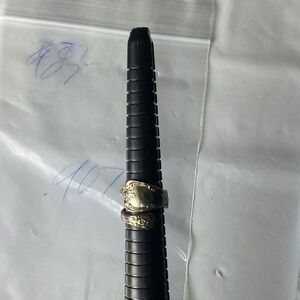 Womens Ring Size 7 Adjustable Silver Tone Band with Gemstone Accent